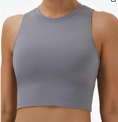 Oalka Women's High Neck Longline Sport Bras Padded Workout Crop