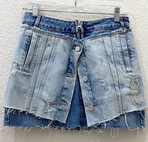 TRF DENIM MINI SKIRT - Light blue