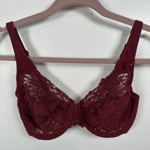 Maidenform Vintage 34D Bra Lace Burgundy Plunge 3229 Cotton Conuture See  Through Size undefined - $25 - From Anne