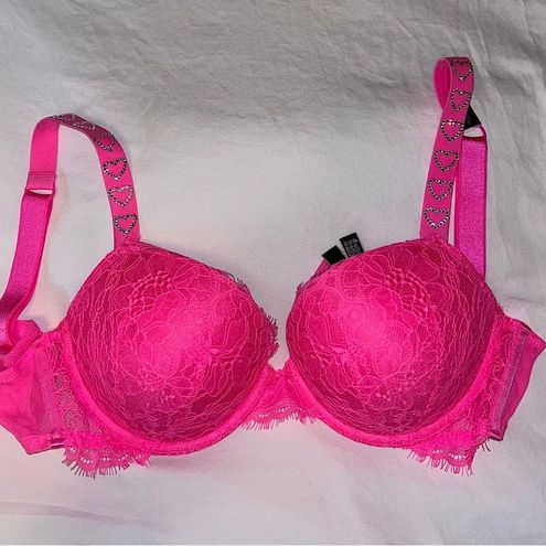 Victoria's Secret Pink Lace Rhinestone Strap Push Up Bra Size undefined -  $41 - From Alexis