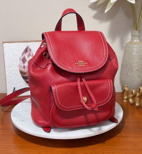 Coach Pennie Backpack 22 Red Leather Adjustable Straps NWT $350