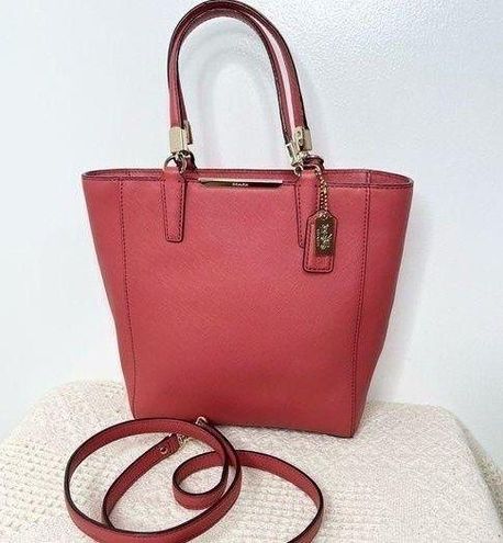 COACH Madison Saffiano Hot Pink Leather Mini Tote Bag Purse With Shoulder  Strap