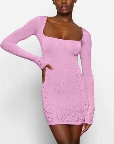 SKIMS Pink Rhinestone Dress Jelly Sheer Rhinestone Dress Petal Small - $230  New With Tags - From Kristie