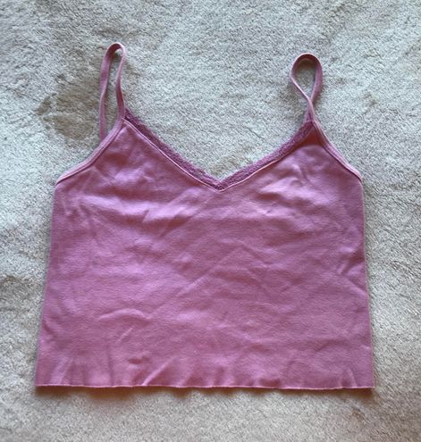 Sweetest lil Brandy Melville tank top 🍓🍄 pink and - Depop