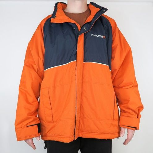 CHAPS Vintage 90s Ralph Lauren Orange Waterproof Coat with