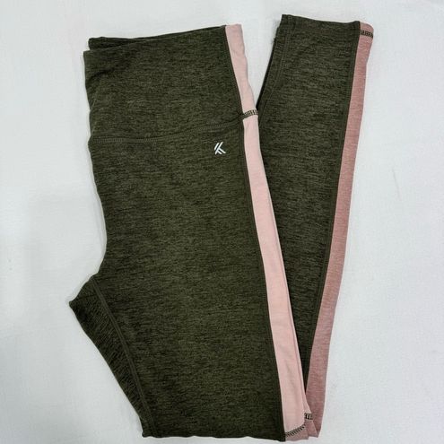 Kyodan Heathered Olive Green and Pale Pink Leggings Size Medium