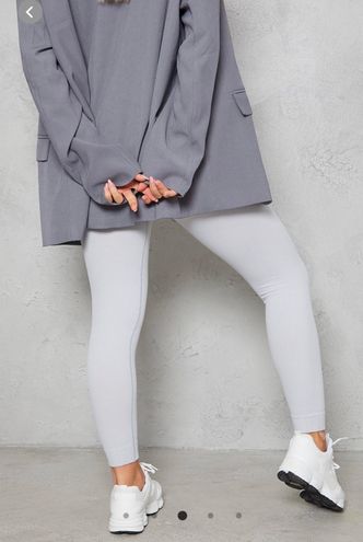 Pale Grey Structured Snatched Rib Cuffed Detail Leggings