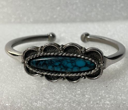 Nickel Silver Imitation Turquoise Cuff Bracelet | Burton's