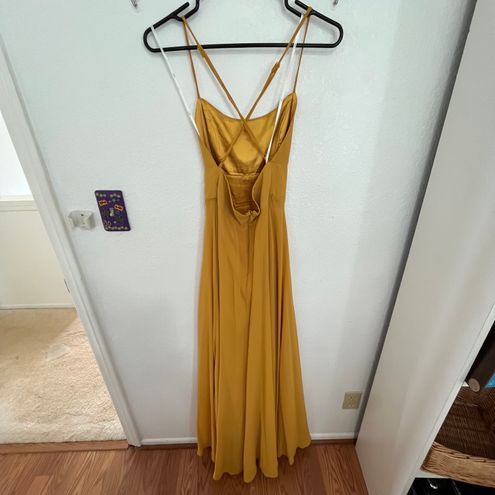 Dreamy Romance Mustard Yellow Backless Maxi Dress