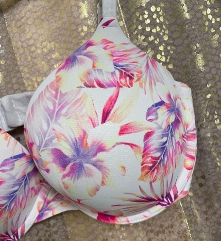 PINK - Victoria's Secret white/pink tropical wear everywhere push-up bra  34DD Size undefined - $25 - From Jessica