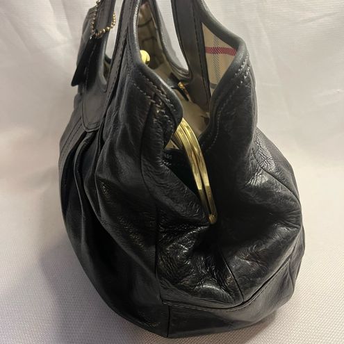 COACH VINTAGE BLACK LEATHER KISS-LOCK COIN POUCH