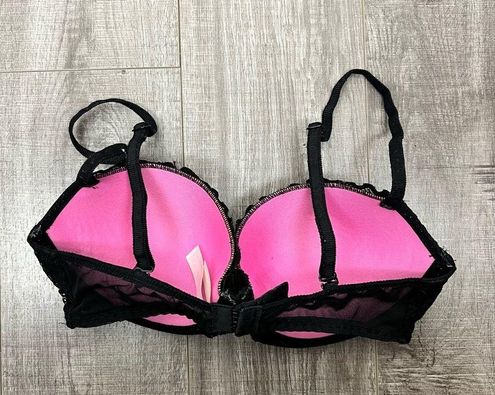 PINK - Victoria's Secret Victoria's Secret Pink Black Date Push Up Bra Lace  Size 32D - $12 - From Cady