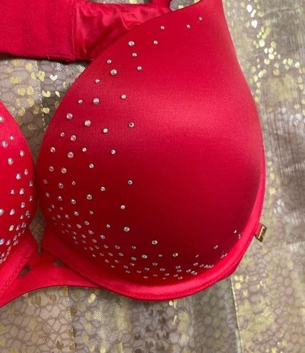 Victoria's Secret Cherry Red Rhinestone Very sexy Push Up Bra 36D Size  undefined - $41 - From Jessica