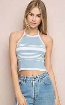 Brandy Melville Adams Halter Top Blue - $16 (60% Off Retail