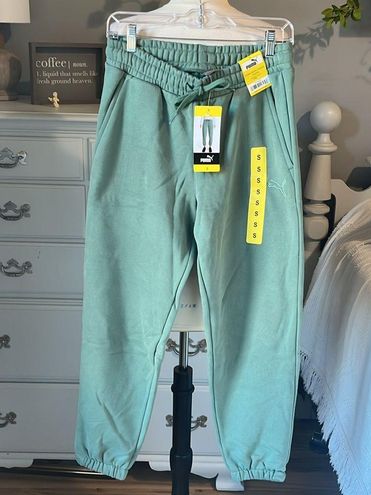 Puma Sweatpants Cotton Sage Green Drawstring Elastic Womens Small