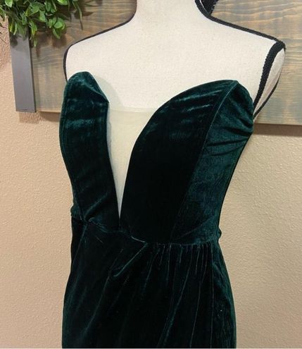 My Dream Come True Forest Green Velvet Strapless Maxi Dress