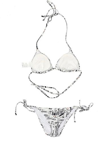 Diane Von Furstenberg NWOT DVF Loves Roxy (M Top/ S Bottom)Triangle Bikini  Set🖤🤍🖤 White Size 6 - $51 (60% Off Retail) - From MagicCouture