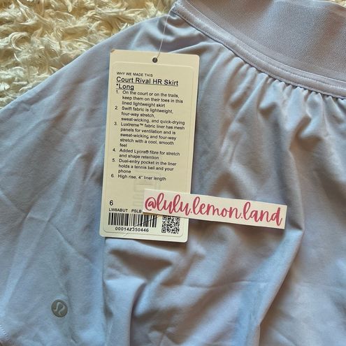 NEW Lululemon Court Rival HR High-Rise Skirt Long Pastel Blue Size