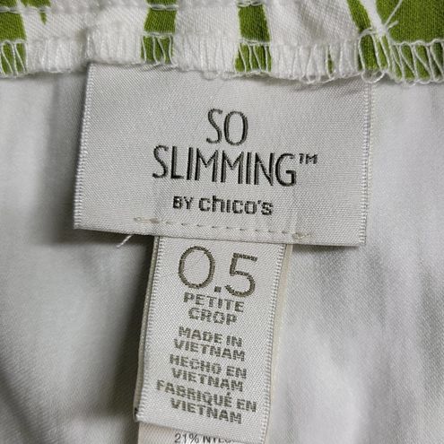 Chico's So Slimming Womens Pants Size 6P Green Brigitte Ikat Palm