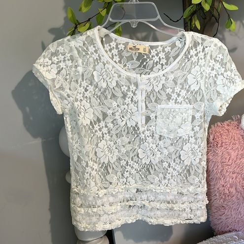 Hollister White Lace Top Womens XS Sheer Romantic - $19 - From Debbie