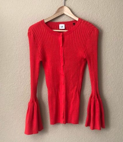 Cabi Trumpet Bell Sleeve Ribbed Cardigan Sweater Womens Size Small