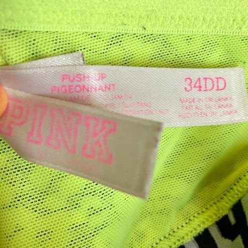 PINK - Victoria's Secret Victoria's Secret PINK push-up bra 36D Pigeonnant  neon yellow lace racerback Size undefined - $32 - From Kimberly