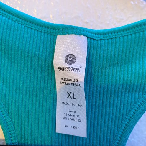 90 Degrees by Reflex 90 Degree by Reflex Rib Seamless Lauren Zip Sports bra  Size XL - $15