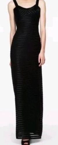 BCBGMAXAZRIA Black Satin Paneled Stripe Gown Size 8 199 From Lex