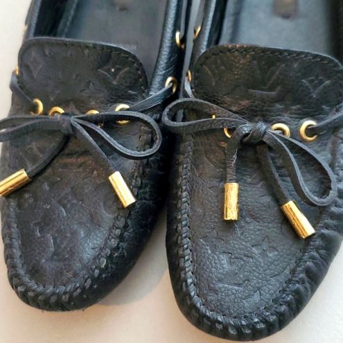 Louis Vuitton, Shoes, 0 Authentic Black Lv Monogram Leather Bow Accent Loafers  Flats