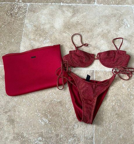 Red sparkle Triangl bikini.