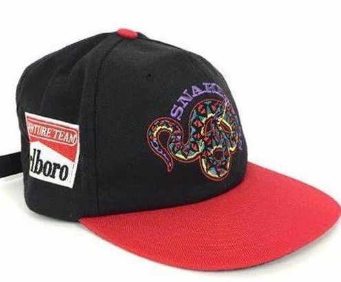 Marlboro Strap Back Hat 15% Wool 90s Vintage Snake Pass