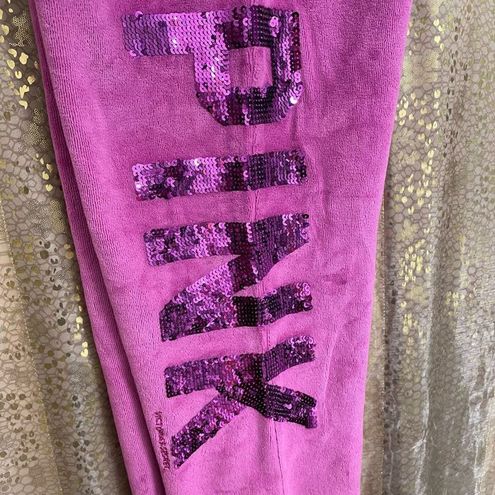 PINK - Victoria's Secret Vintage Pink Velour Sequin Bling Flare