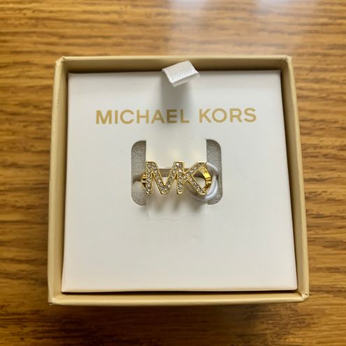 Michael Kors 14K-Rose-Gold-Plated Monogram Logo Ring - ShopStyle