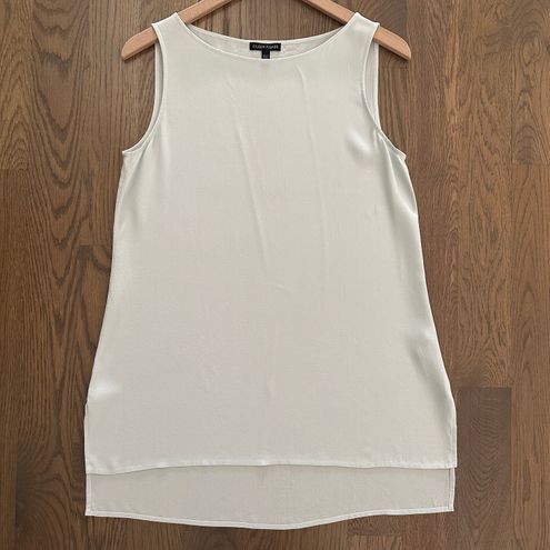 Silk Georgette Crepe Bateau Neck Tank Designer By Eileen Fisher Size: Xs