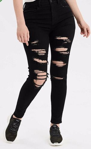 AMERICAN EAGLE black distressed Jeggings