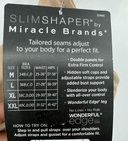 Miracle Brands Slimshaper Extra Firm Control BodySuit Tan Size XXL