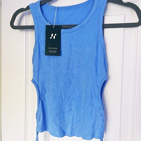 Halara NWT Ribbed Side Drawstring Cut Out Cropped Tank Top Size XS