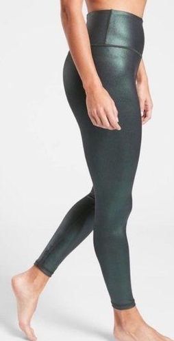 Athleta Elation Ultra High Rise Tight Leggings Metallic Green Shimmer Size  Small