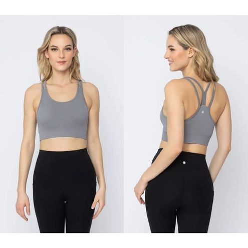 Yogalicious Longline Seamless Sports Bra with Strappy Back in Gray Size  Medium - $18 - From Terryl D