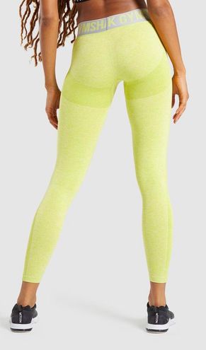 Gymshark Flex Low Rise Light Gray yellow Leggings Pants Women Size