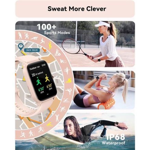 Smart Watch for Women,1.8Fitness Watch(Answer/Make Call),Alexa Built-in,  [24H Heart Rate Sleep Blood Oxygen Monitor],5ATM Waterproof,100 Sports  Modes