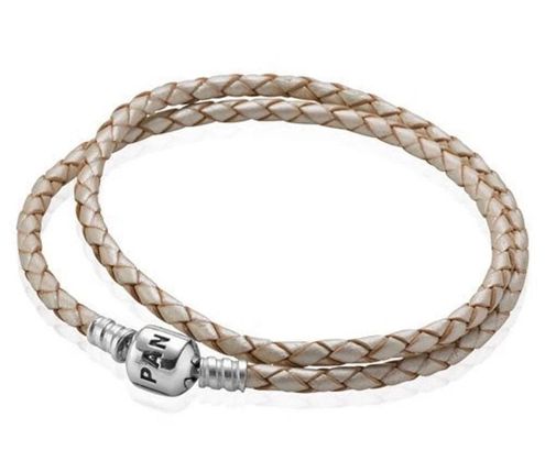 Single Champagne White Leather Bracelet