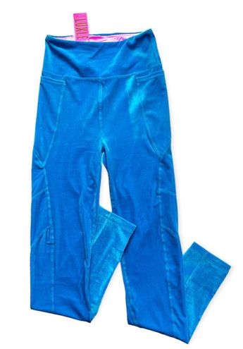 Lilly Pulitzer Weekender High Rise Velour Legging Teal Bay XS Blue