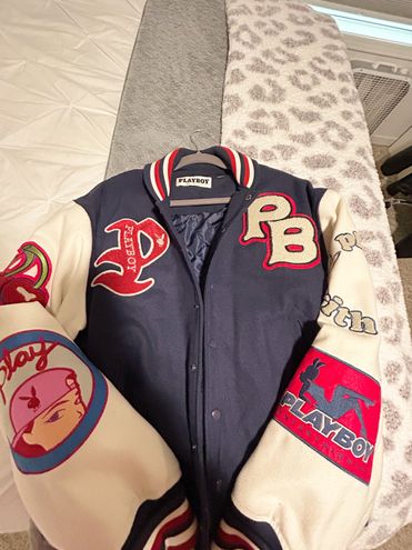 Playboy By PacSun Red '53 Letterman Bomber Jacket