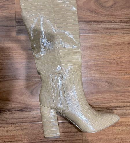 Beige Katari Light Nude Croc Pointed-Toe Knee High Boots | Womens | 5.5 (Available in 8, 7.5, 7, 6.5, 6, 5, 9, 8.5, 10, 11) | Lulus | Tall Boots