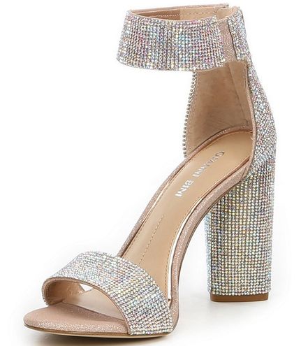 Gianni Bini Ronilynn Bling Jewel Embellished Sandals Gold Size 7.5