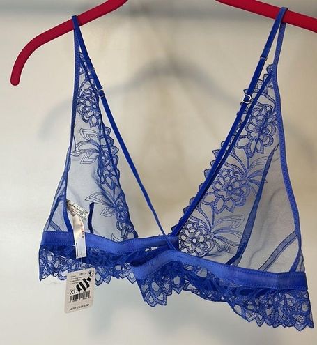 Free People NWT Amelie Lace Bralette in Dazzling Blue size XL