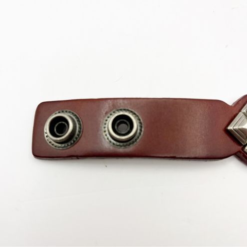 Leather Studded Grunge Punk Rock Cuff Bracelet Snap Close Brown - $15 -  From Erin