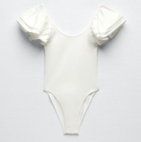 ZARA Puff Sleeve Bodysuit White - $32 (50% Off Retail) - From lexi