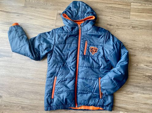 NFL Pro Line Women's Chicago Bears Navy and Orange Puffer Winter Jacket,  Small